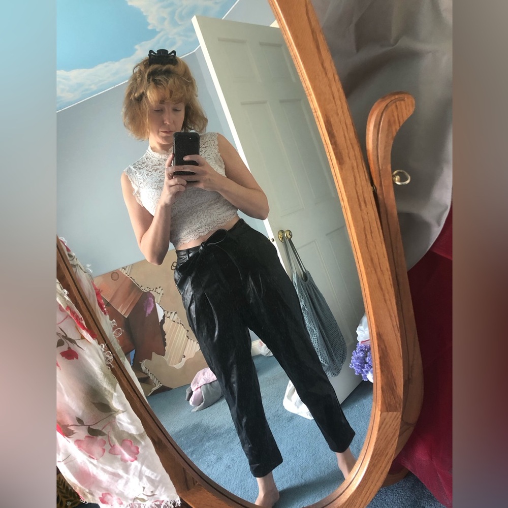 Express black faux leather pants
